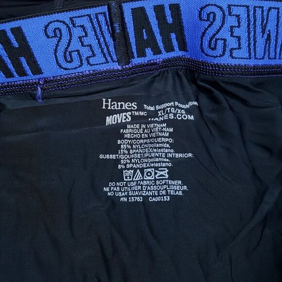 HANES Long Boxer Briefs Mens XL Black 4-Pack Moves Performance Anti Chafe - Picture 2 of 3